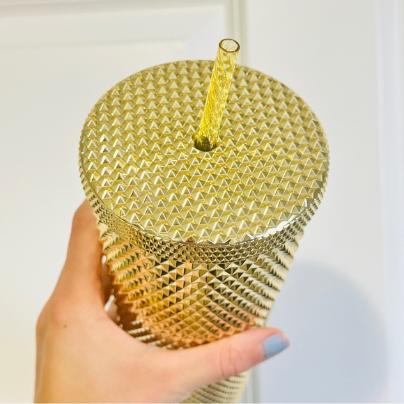⚜️NWT⚜️ Starbucks 2022 Winter Holiday Gold Metallic Chrome Bling Studded Tumbler - Picture 3 of 3